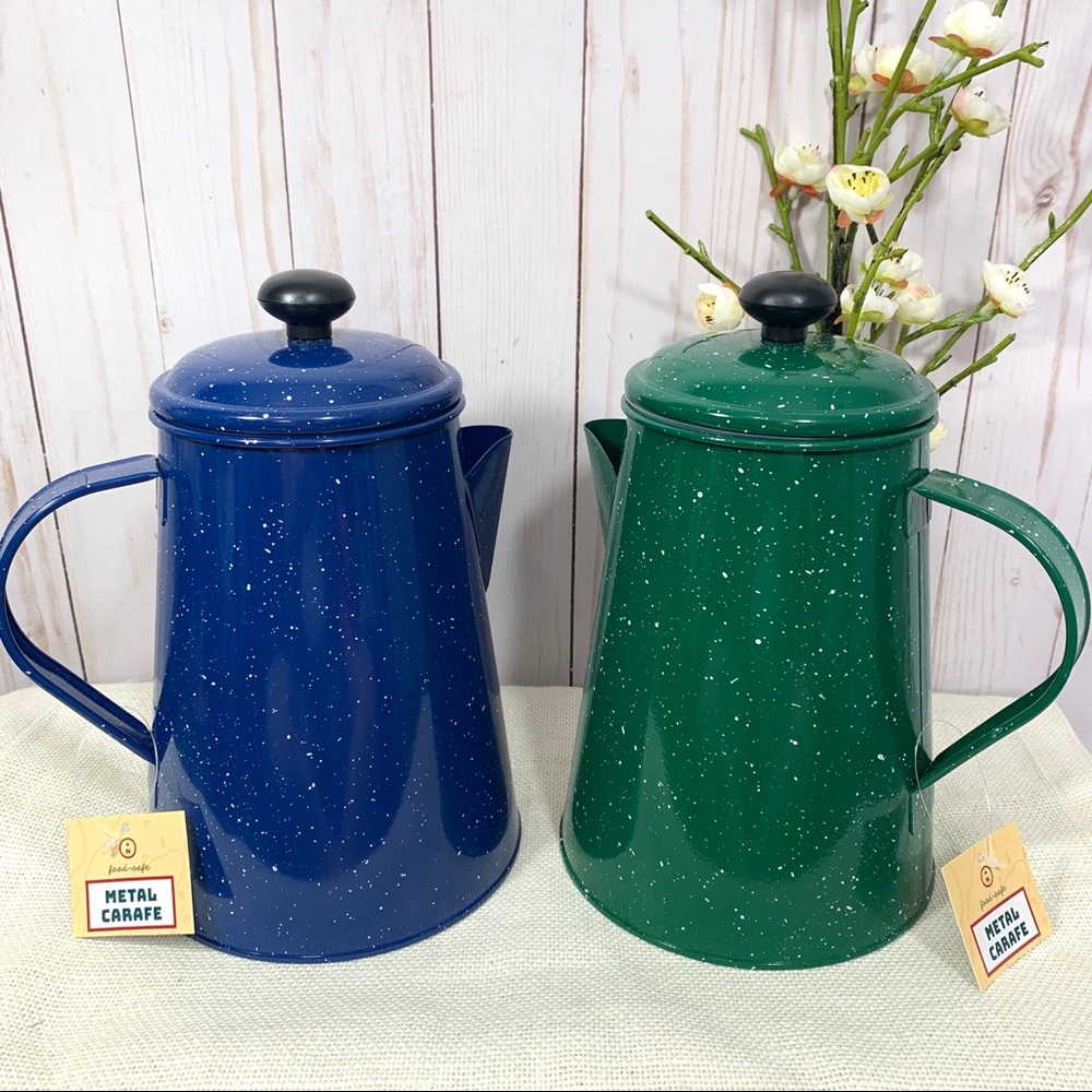 Metal Carafe 67 oz. Lightweight Rustic Coffee Decanter Set 2